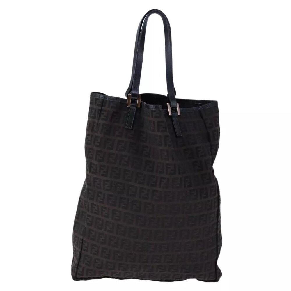 FENDI Zucchino Canvas Tote Bag Brown Auth - Picture 3 of 16